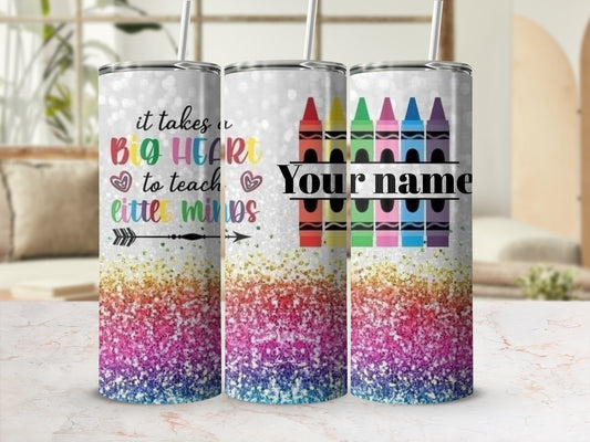 Colorful Personalized Crayon Teacher Tumbler Cup for Gifts