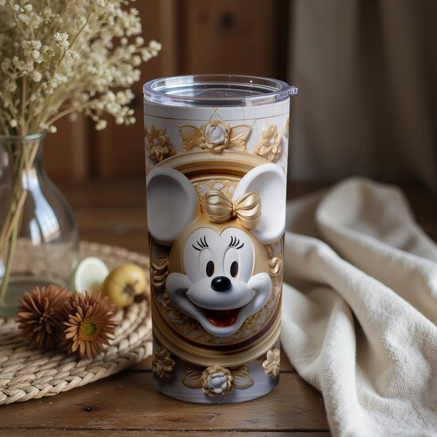 Elegant Vintage Minnie Mouse Travel Tumbler