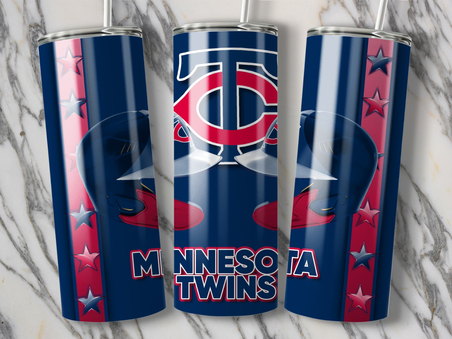 Minnesota Twins Helmets and Logo Blue Red Star Tumblers