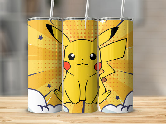 Pikachu Cartoon Design Illustrated on Tumbler Product