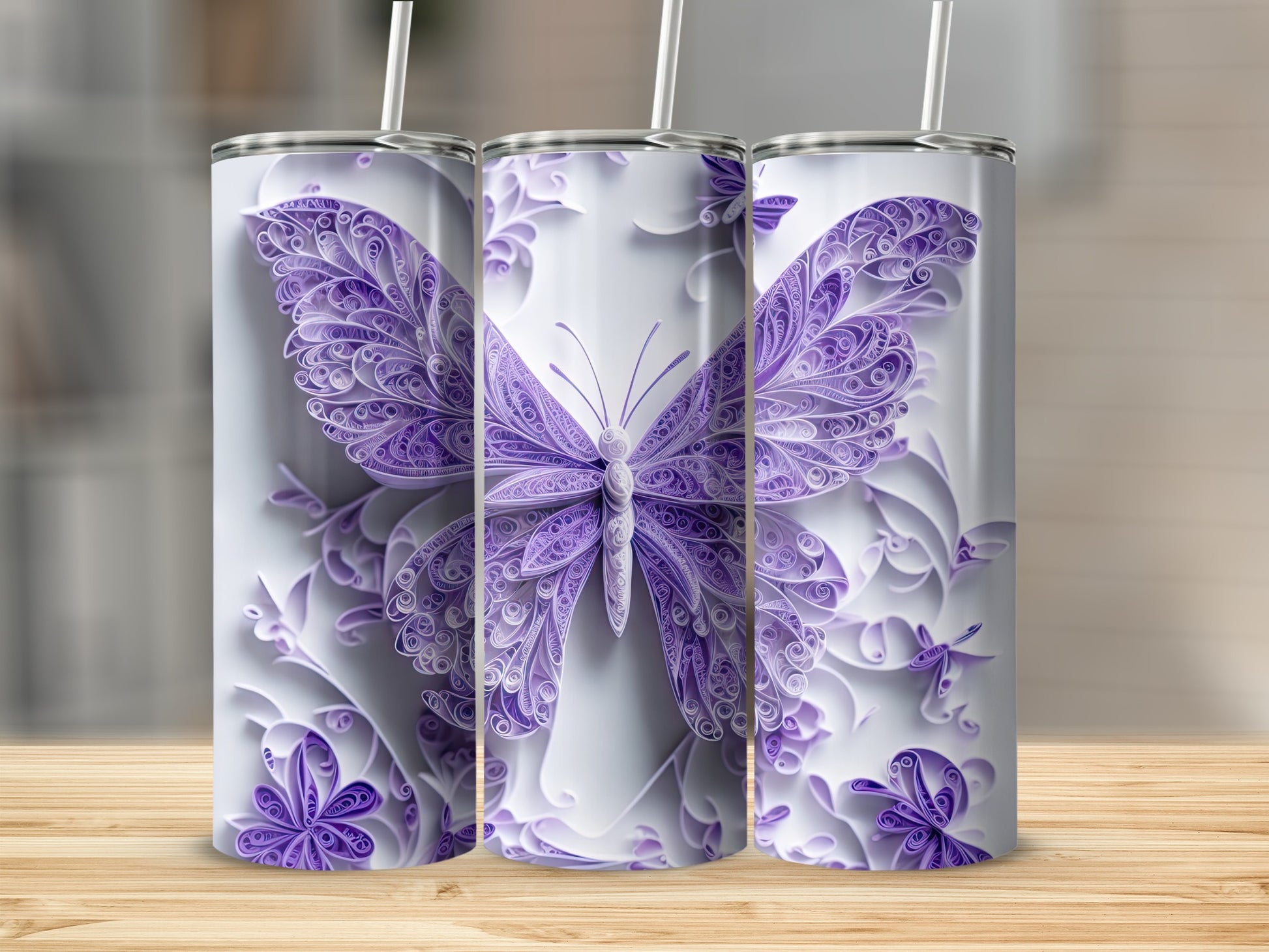 Purple Quilled Butterfly Intricate Floral Design product type