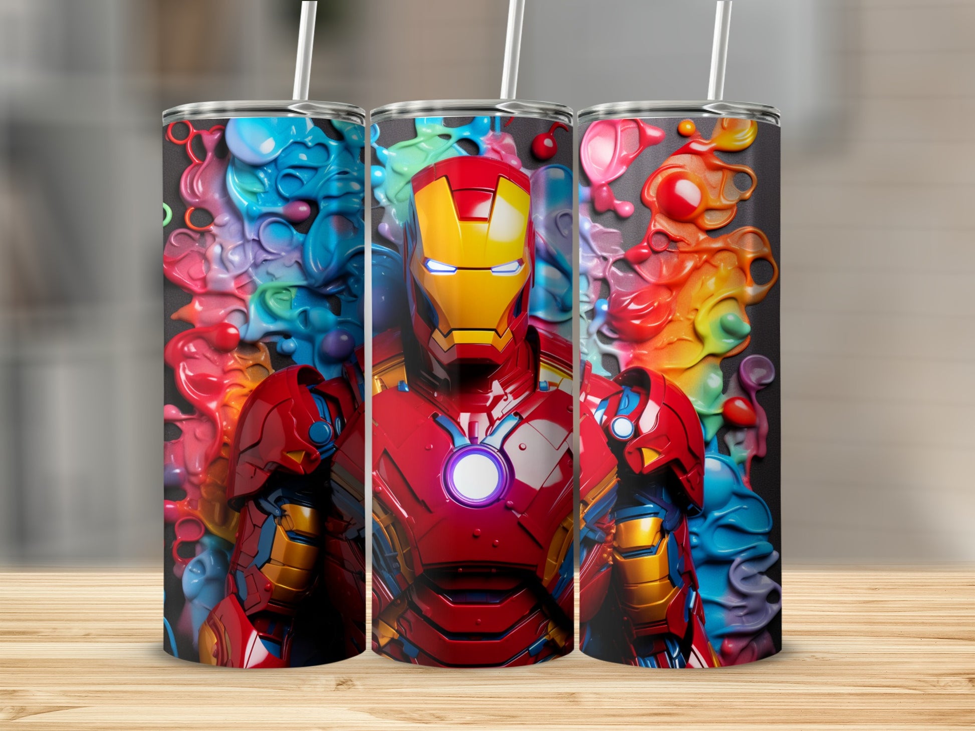 Vibrant Superhero Inspired Colorful Tumbler Design