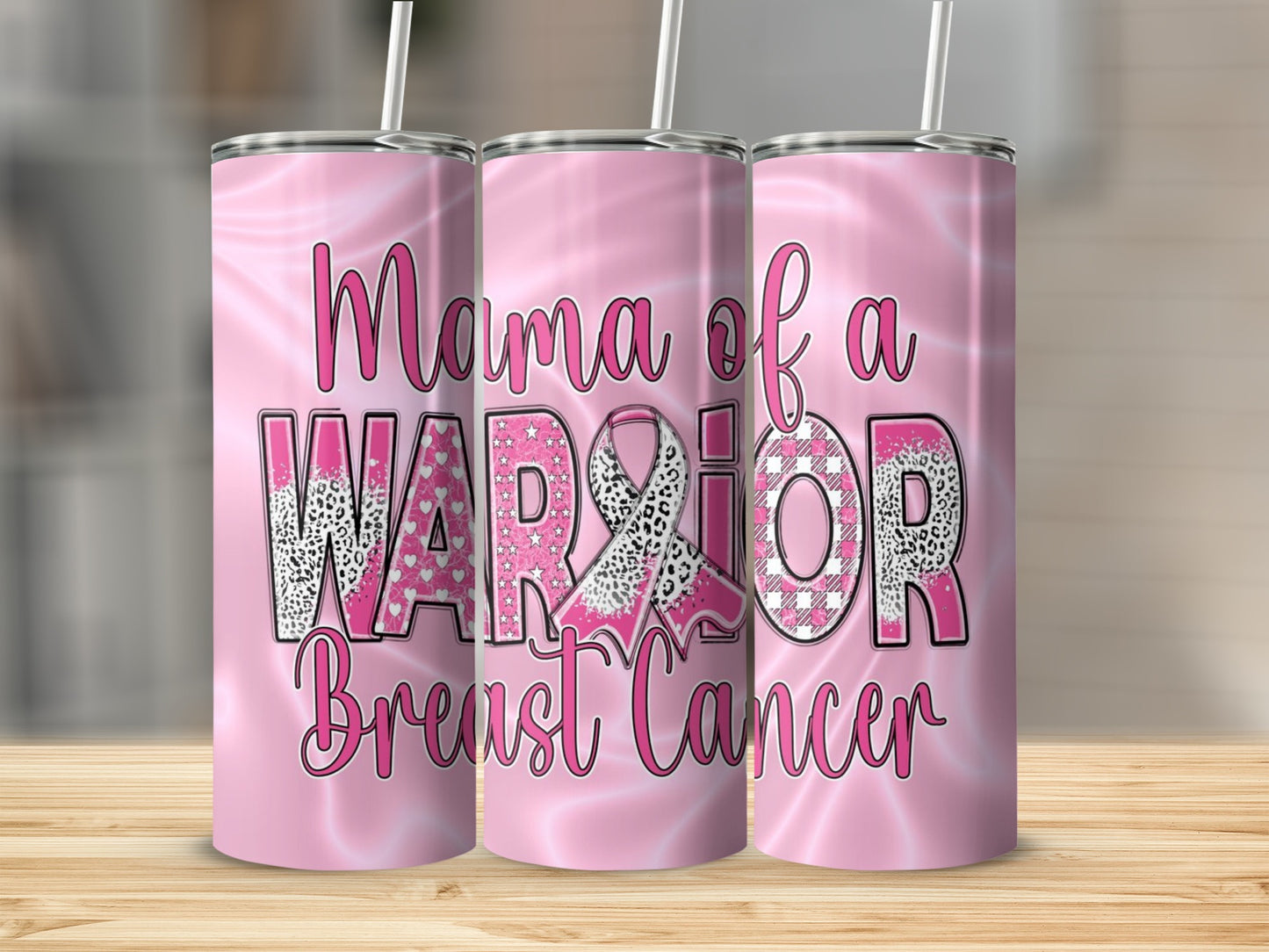Mama of a Warrior Breast Cancer Tumbler Cup