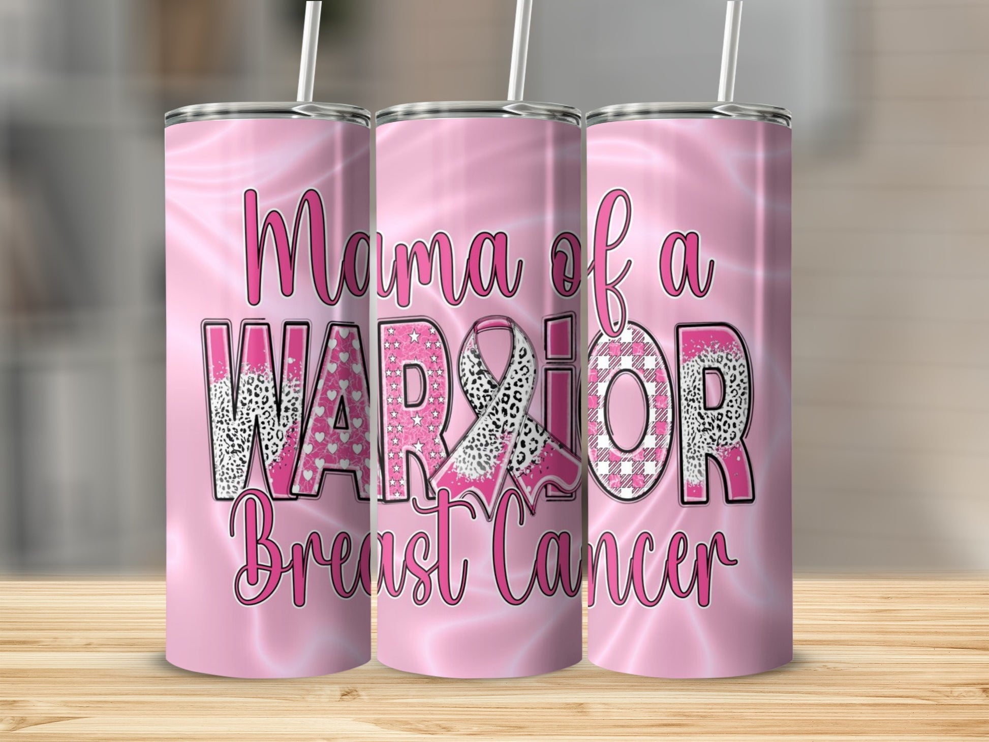 Mama of a Warrior Breast Cancer Tumbler Cup