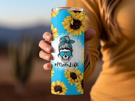 #MomLife Sunflower Skull Design Tumbler Product