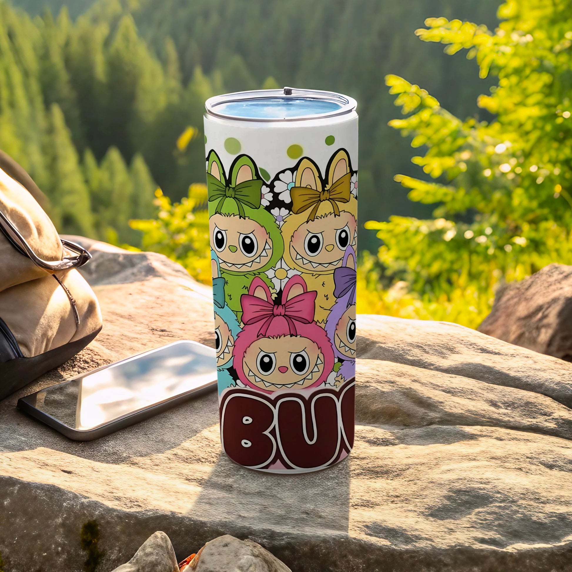 Colorful Cartoon Characters Travel Tumbler