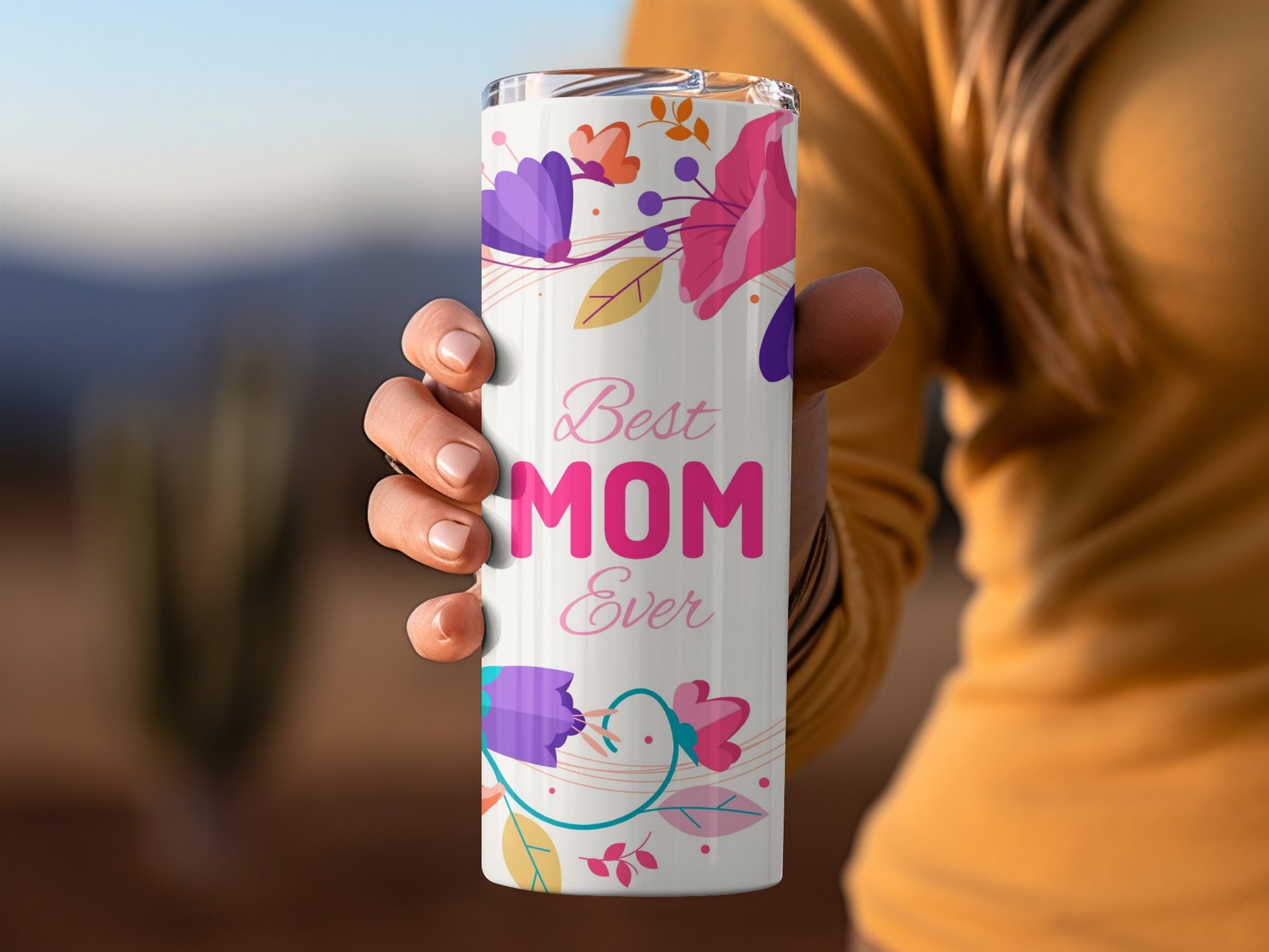 Best Mom Ever Floral Design Tumbler for Moms Gift