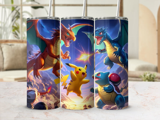 Epic Pokémon Battle Scene Stainless Steel Tumblers