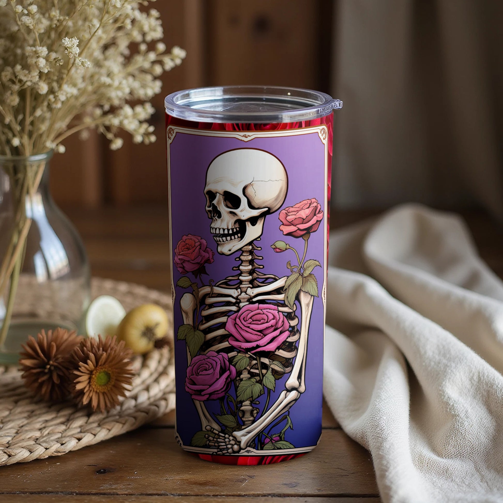 Vibrant Skeleton With Roses Tumbler for Unique Style