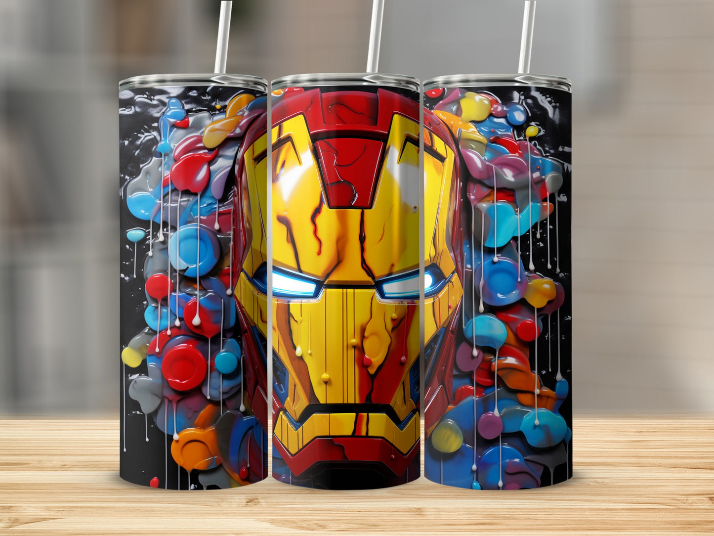 Vibrant Superhero Face Design Insulated Tumbler