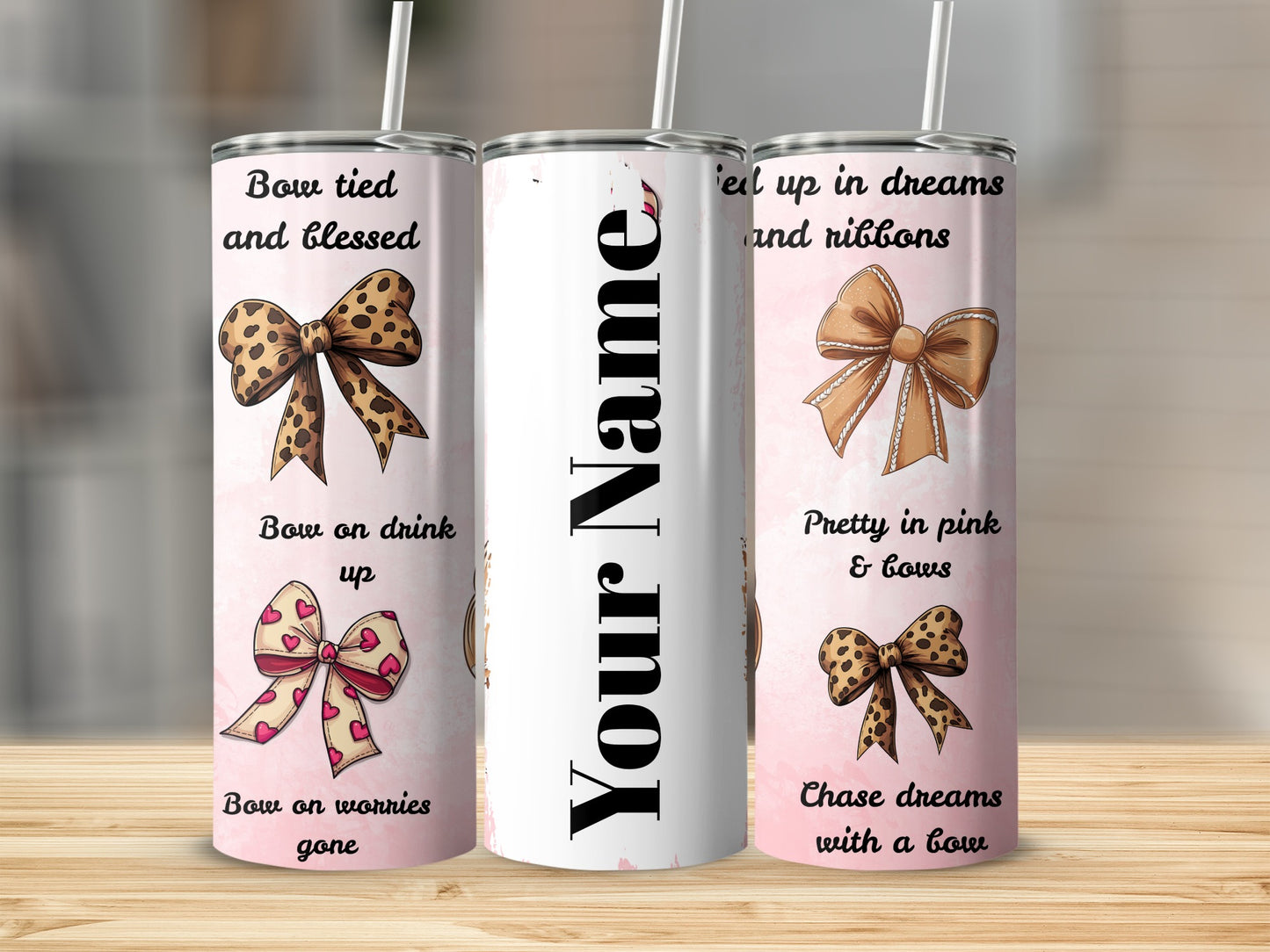 Custom Personalized Bows and Ribbons Design Tumbler