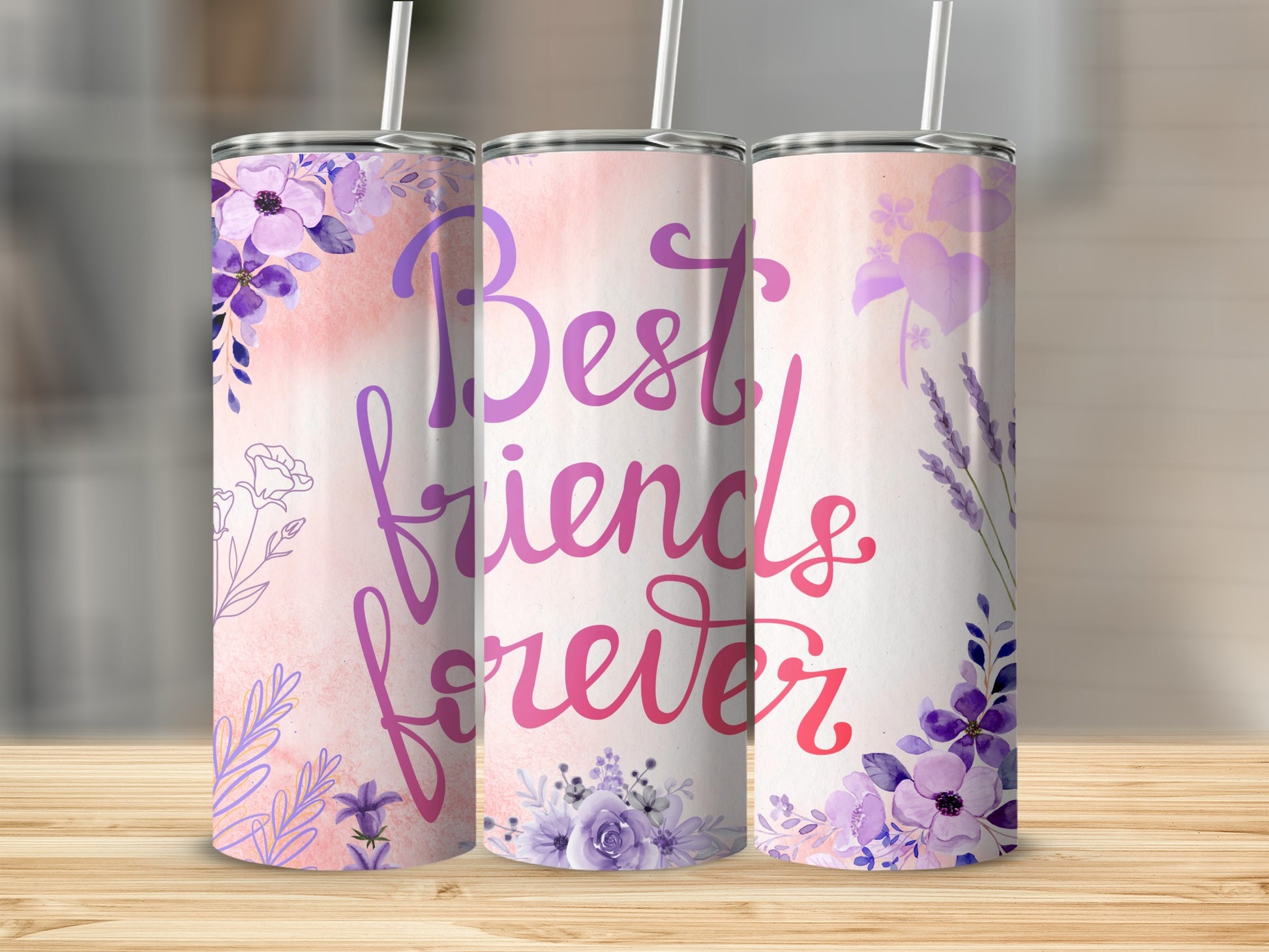 Best Friends Forever Floral Design Drinkware