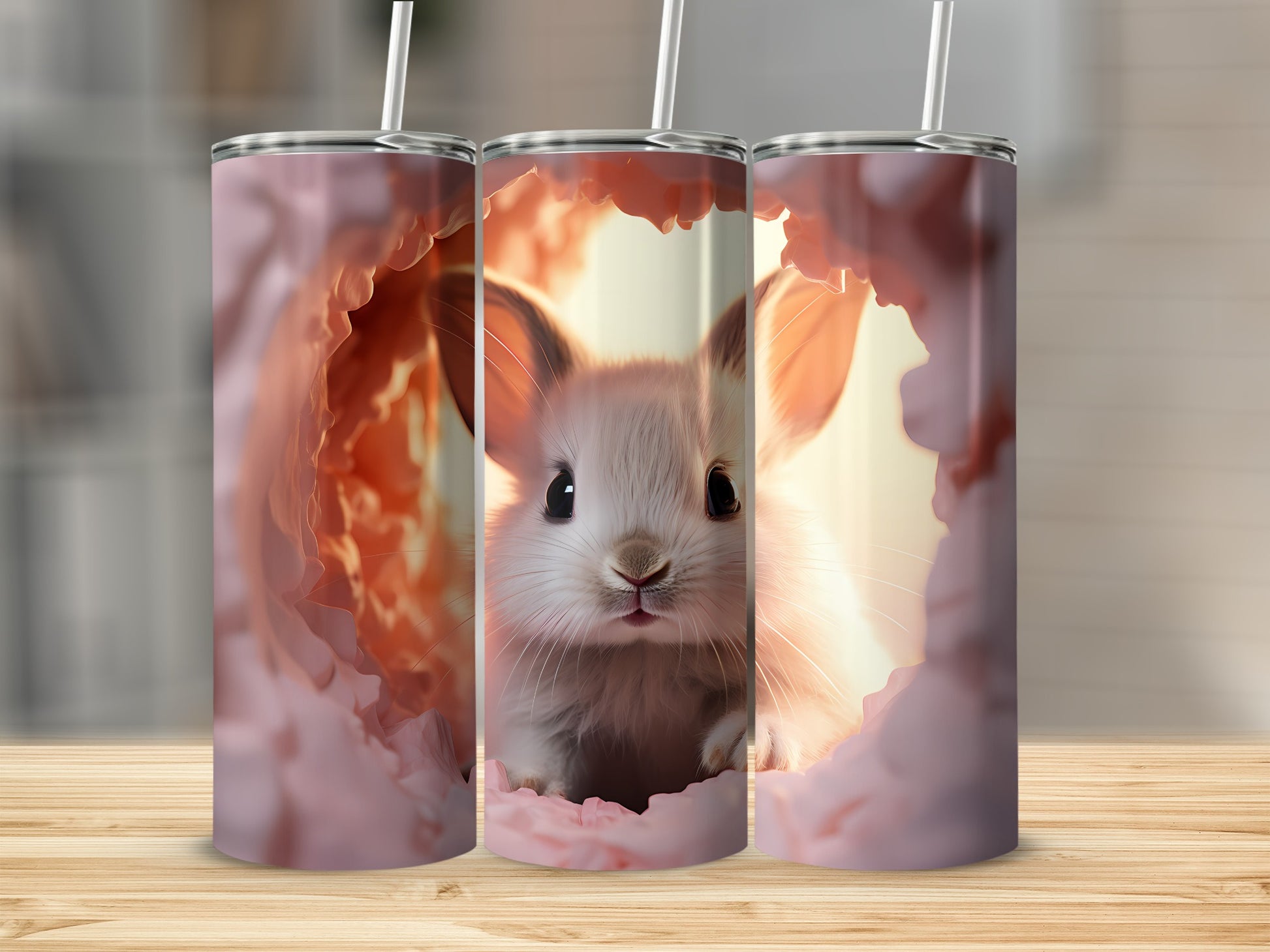 Cute Bunny Print Tall Tumbler for Beverages