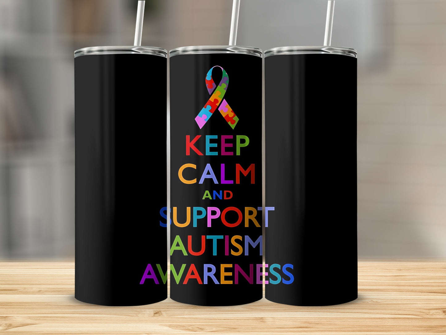 Keep Calm and Support Autism Awareness Tumbler