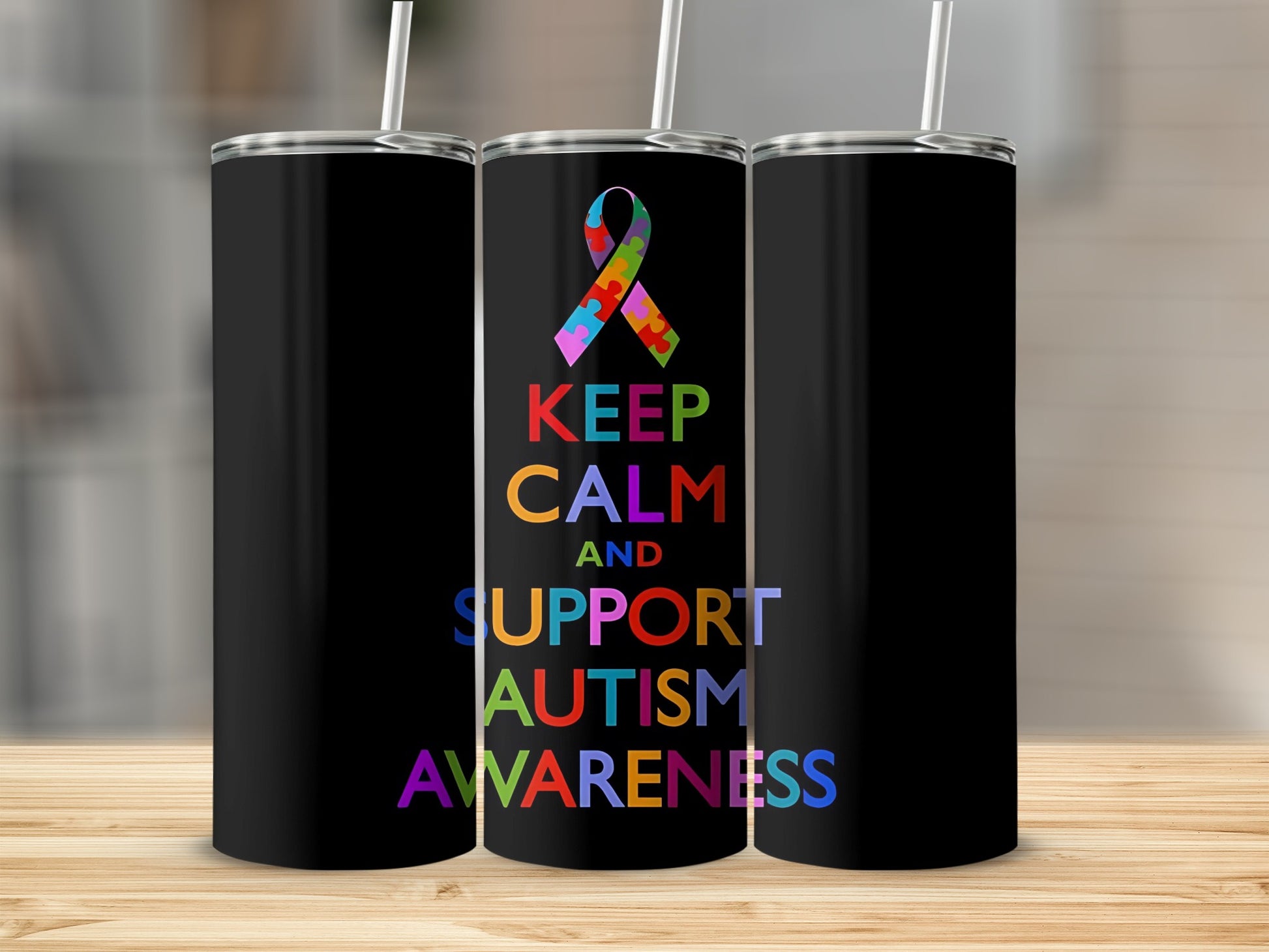 Keep Calm and Support Autism Awareness Tumbler