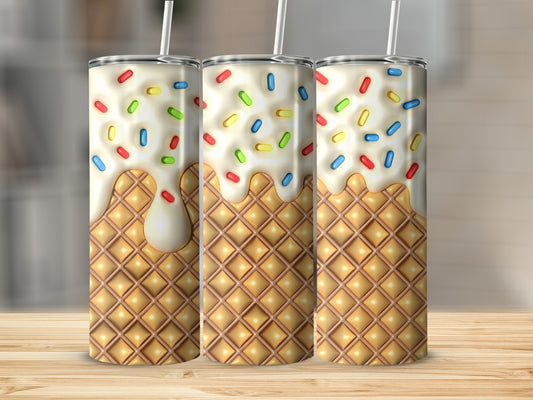 Ice Cream Cone Pattern with Sprinkles Tumbler Cup