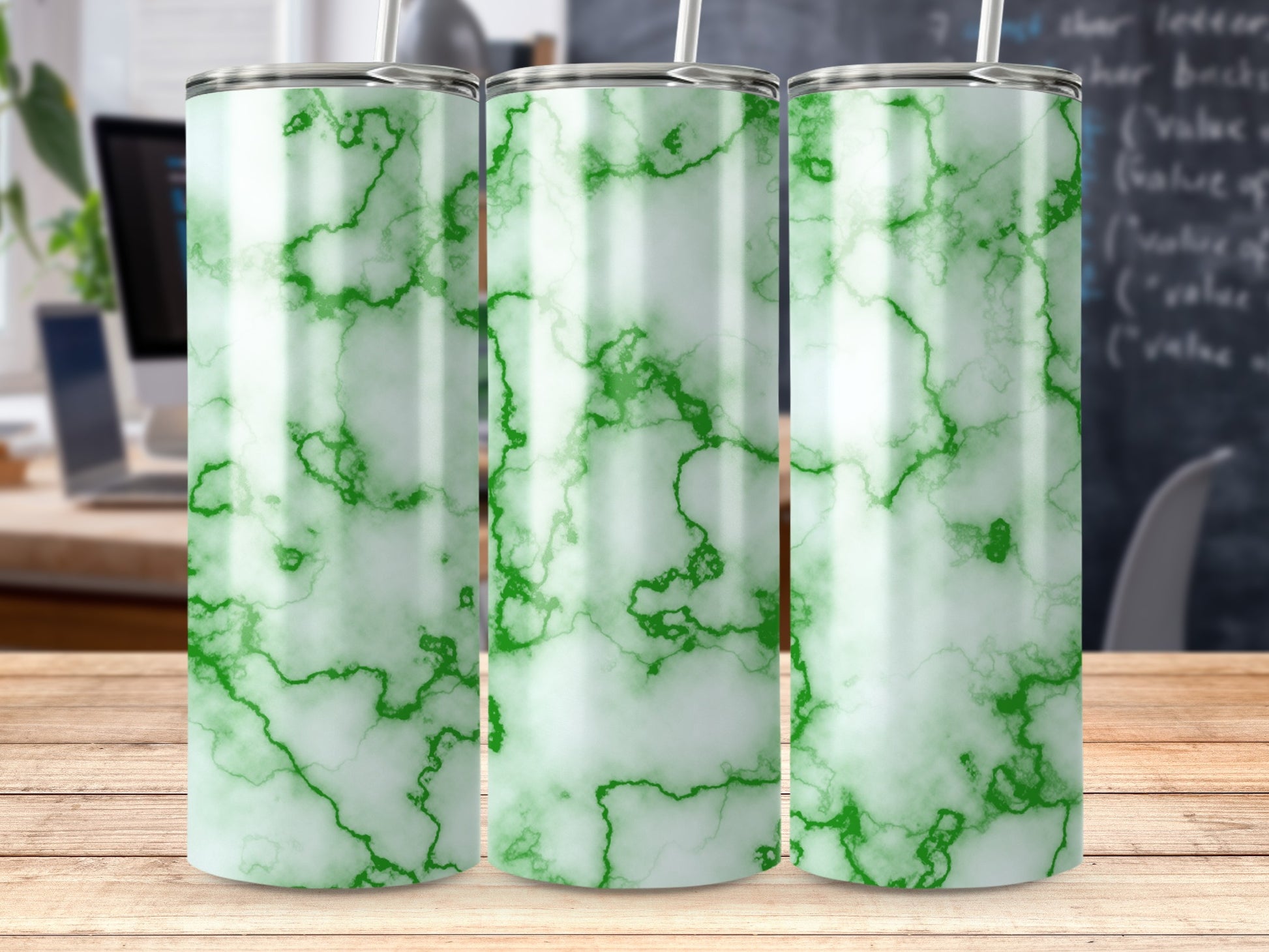 Vibrant Green White Marble Pattern Tumbler product type
