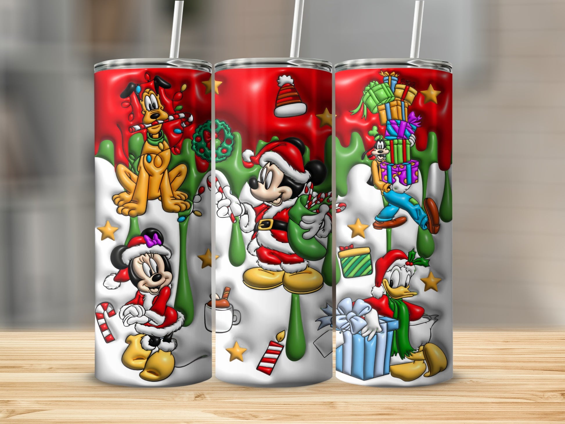 Christmas Themed Cartoon Characters Tumbler Cup