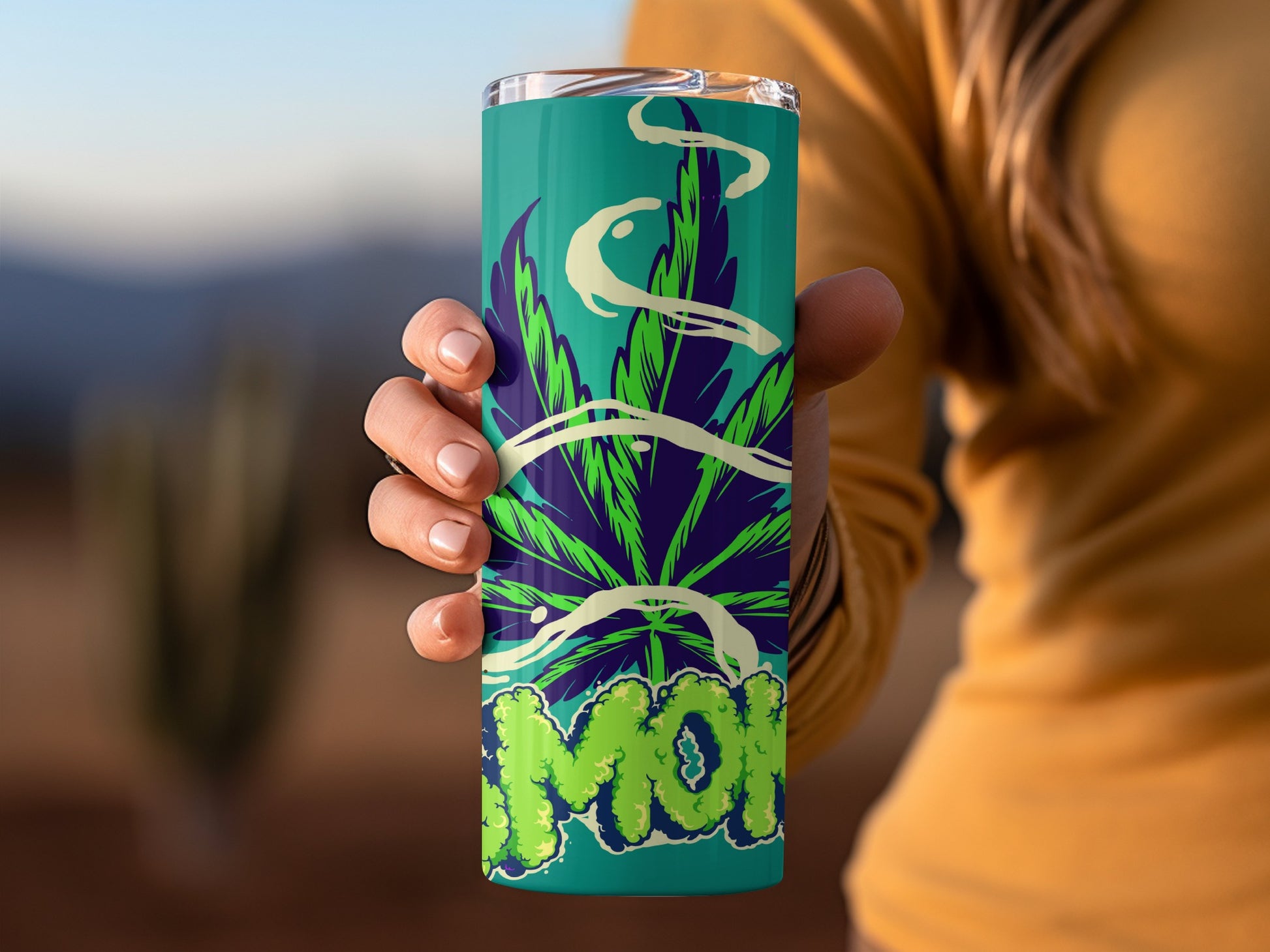 Tropical Leaves and Swirls Graphic Tumbler