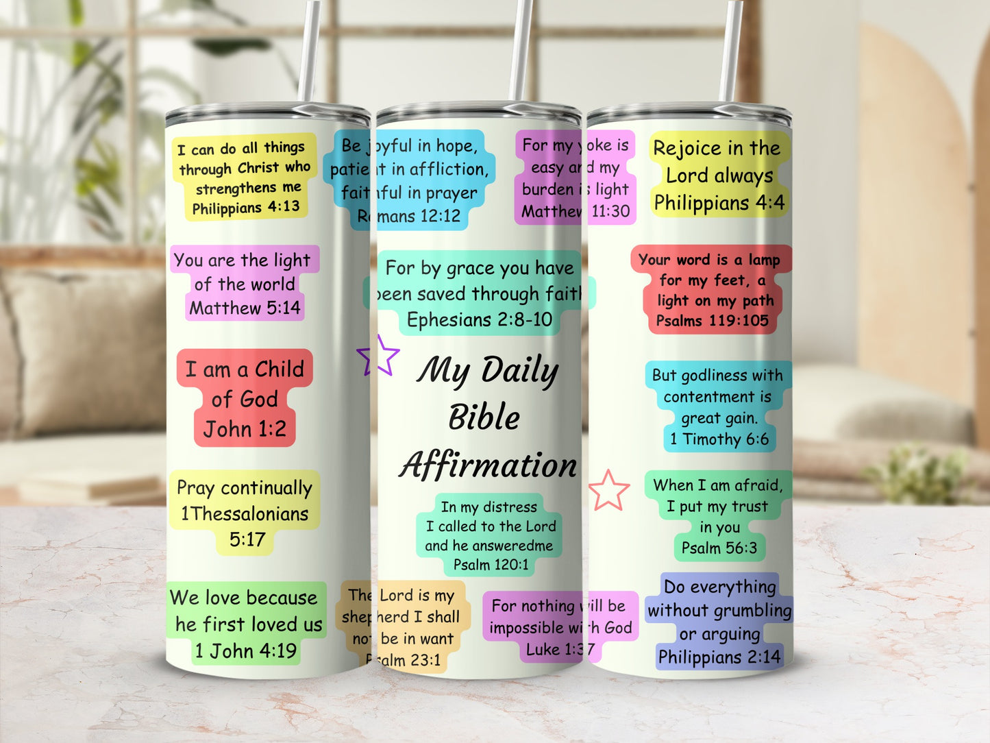Daily Bible Affirmations Stainless Steel Tumbler