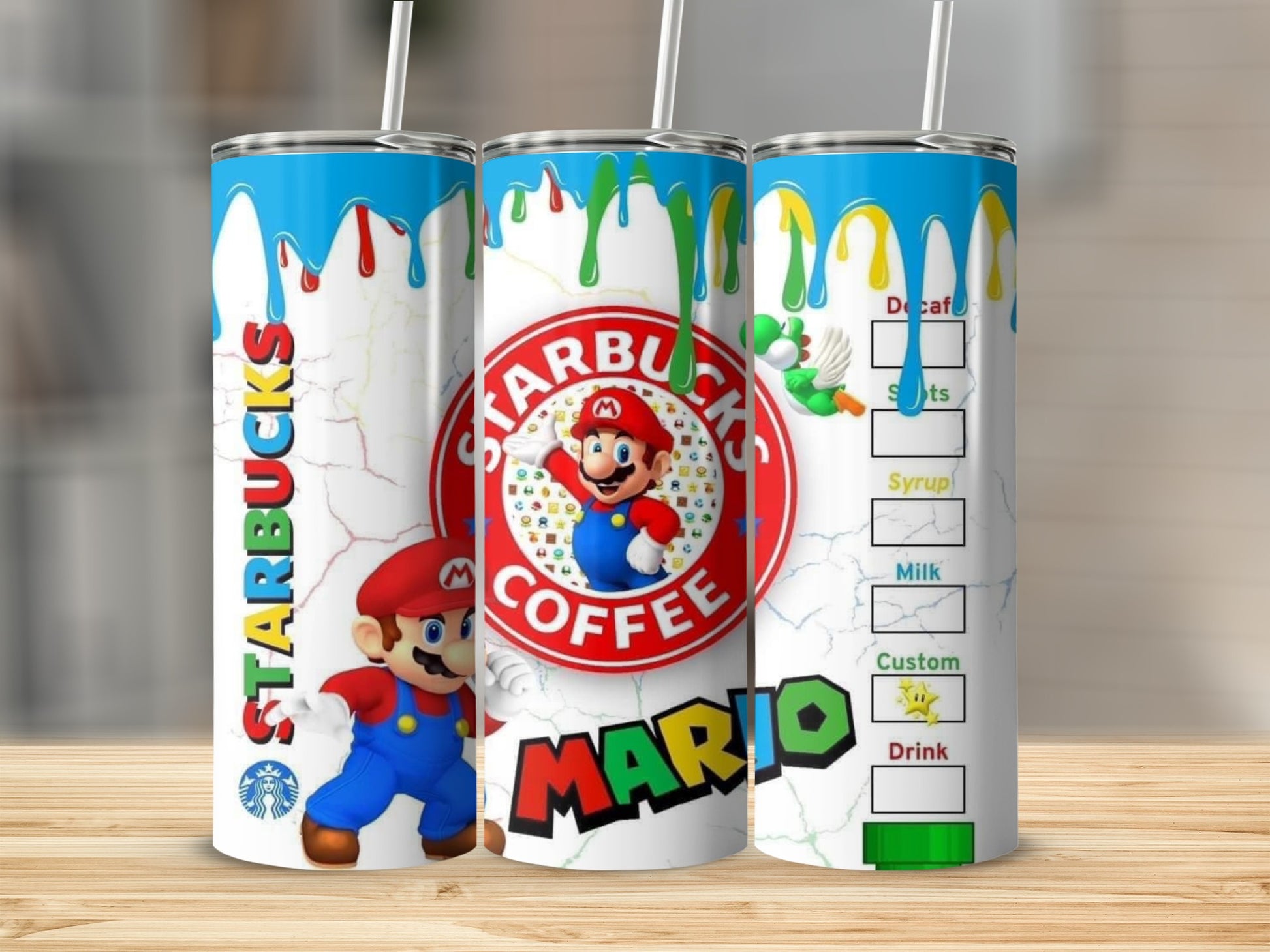 Super Mario Starbucks Coffee Custom Tumbler Cup
