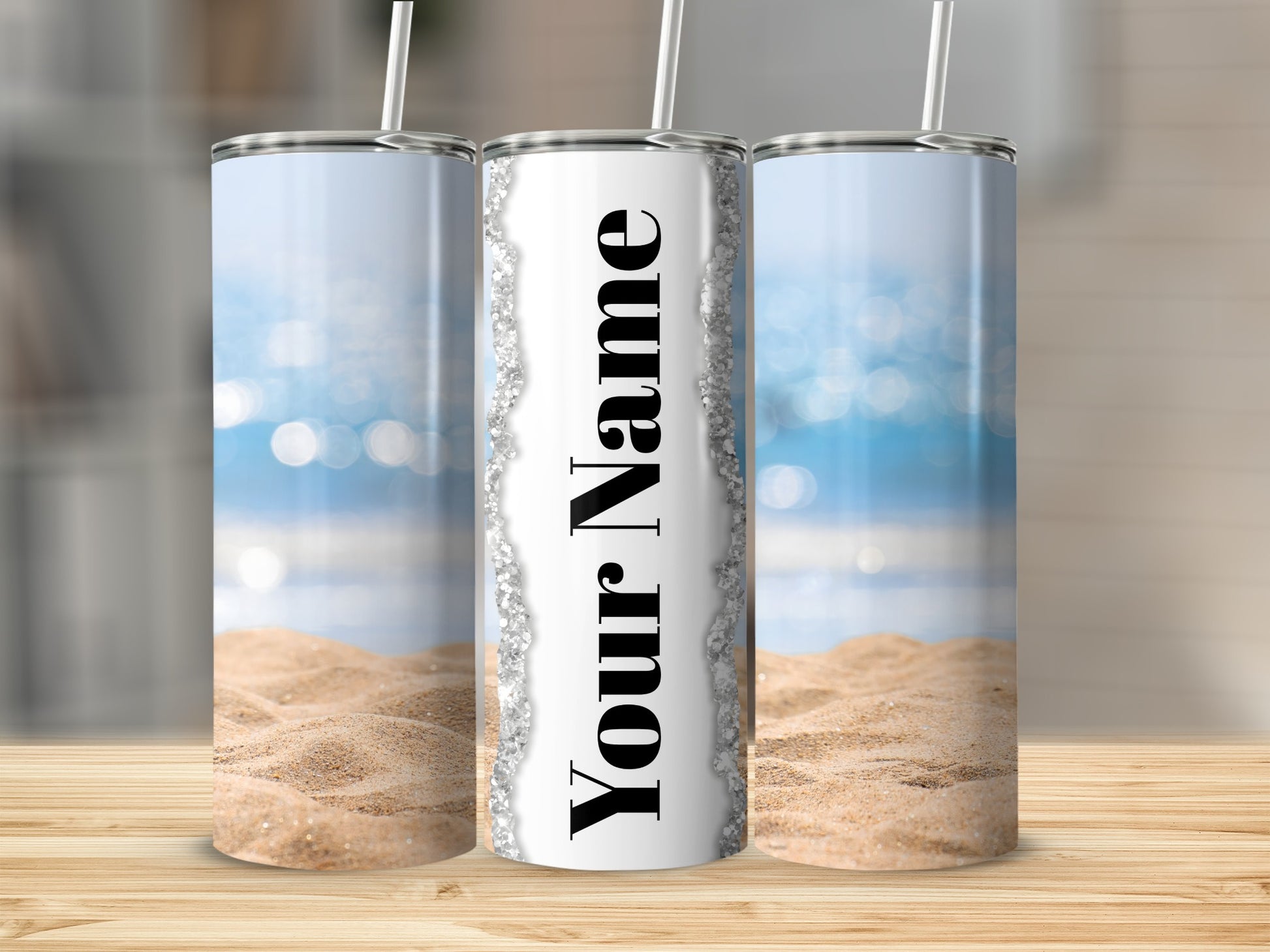 Personalized Beach Sunset Design Travel Tumbler