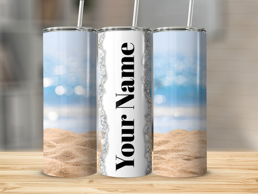 Personalized Beach Sunset Design Travel Tumbler