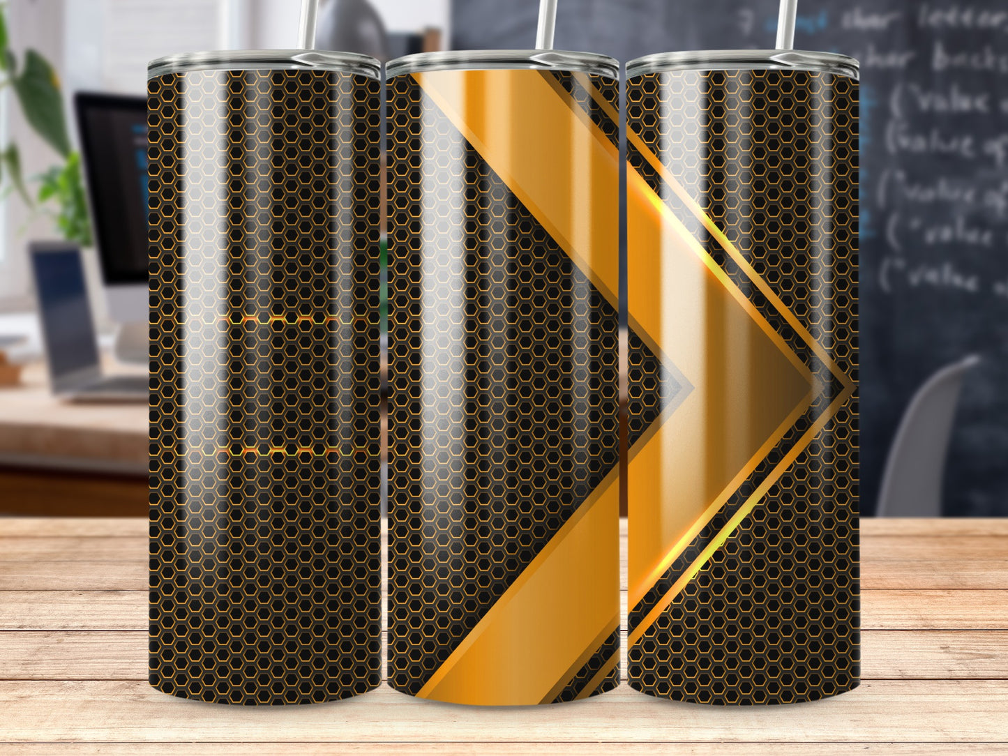 Honeycomb Pattern Gold Arrow Tumblers