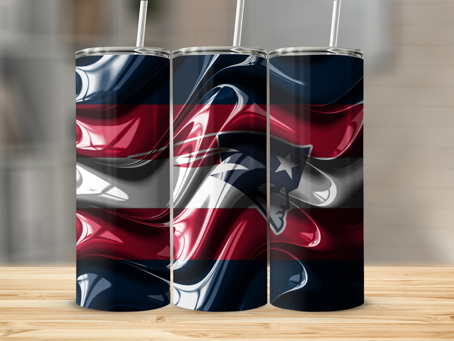 Patriot Team Design Red and Navy Wave Pattern Tumblers