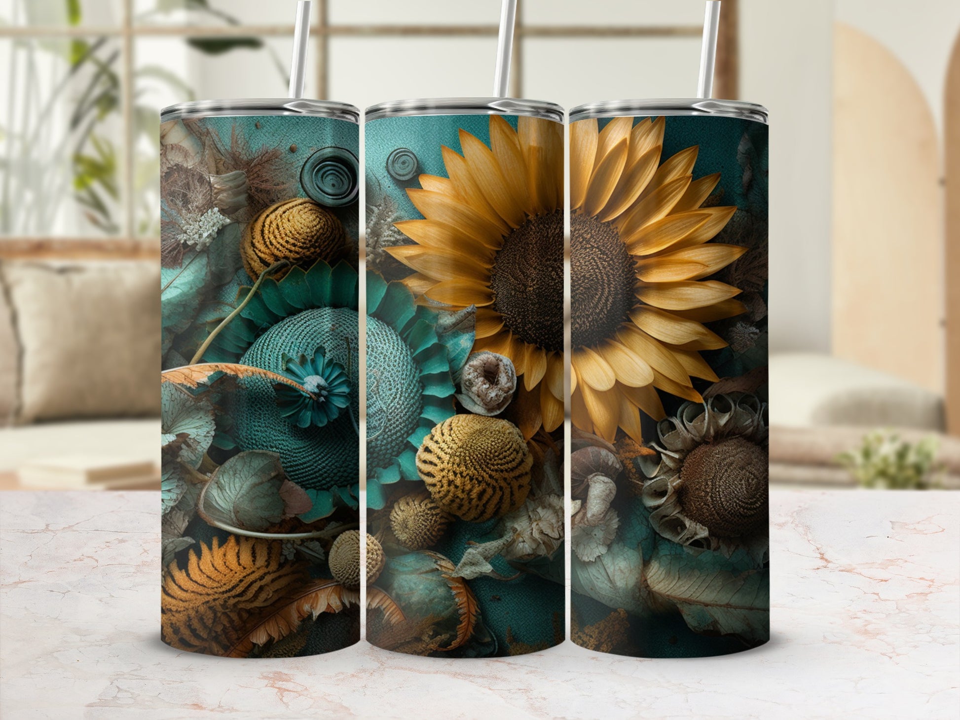 Floral Sunflower Design Insulated Tumbler product