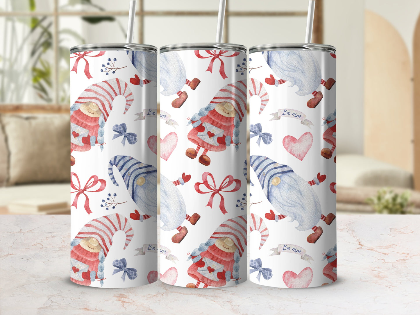 Christmas Gnomes Patterned Stainless Steel Tumblers