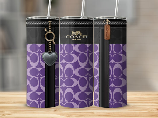 Stylish Purple Coach New York Zipper Heart Tumbler