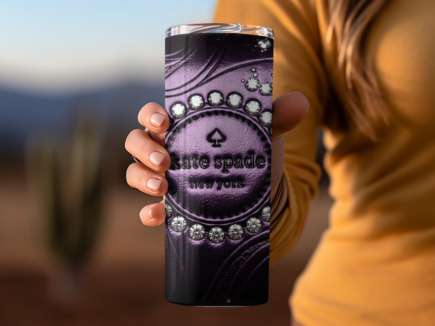 Kate Spade Inspired  New York Embossed Design On Purple Tumblers