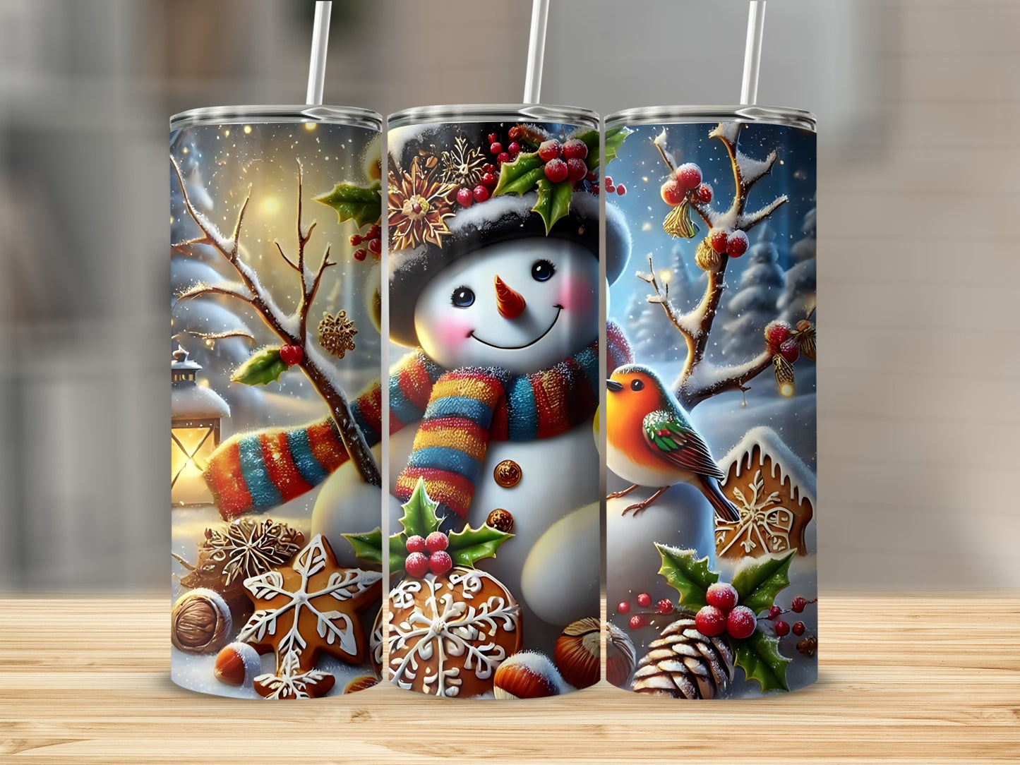 Festive Snowman and Winter Scene Holiday Tumbler