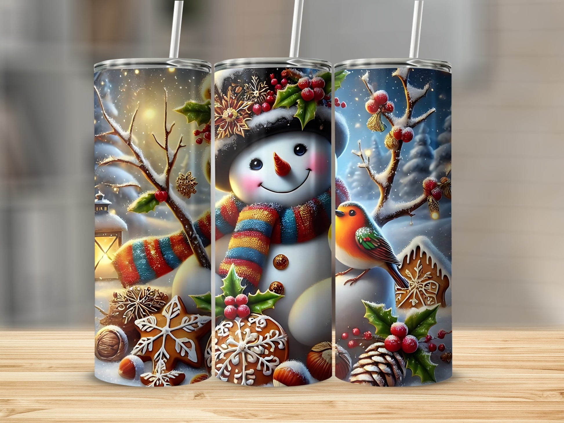 Festive Snowman and Winter Scene Holiday Tumbler