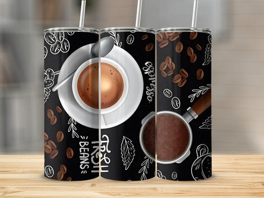 Coffee Lovers Travel Tumblers with Fresh Beans Design