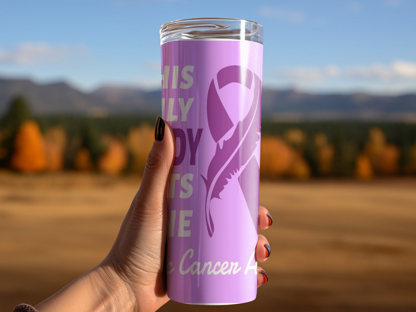 This Family Nobody Fights Alone Cancer Awareness Tumbler