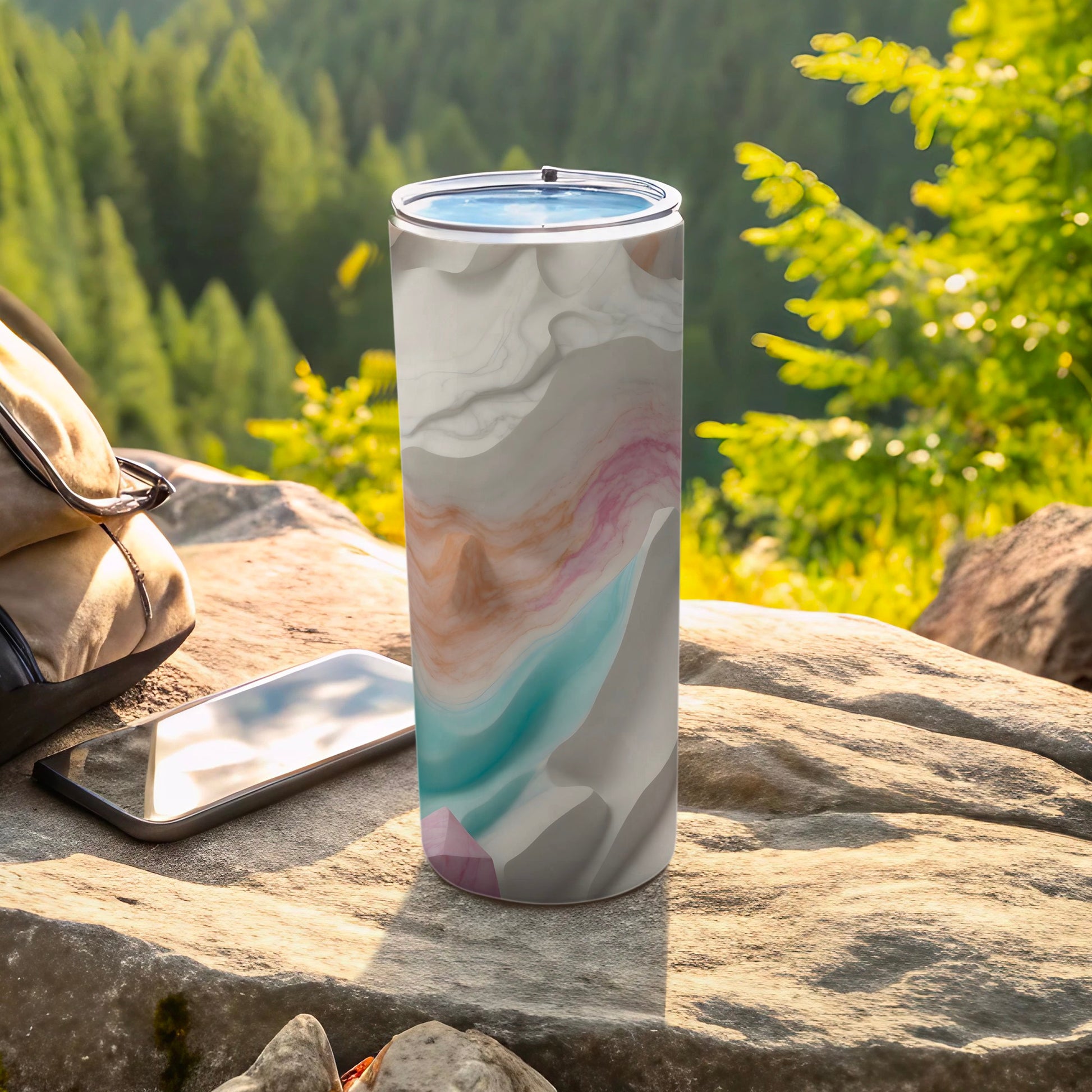 Pink Blue Grey Abstract Wavy Swirl Tumbler product type