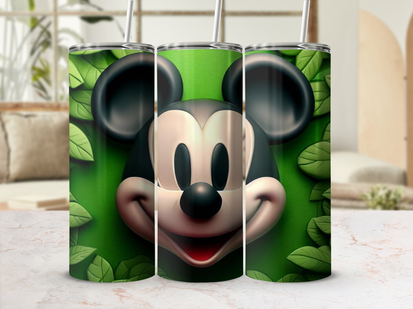 Cute Green Mickey Mouse Themed Tumbler Flask