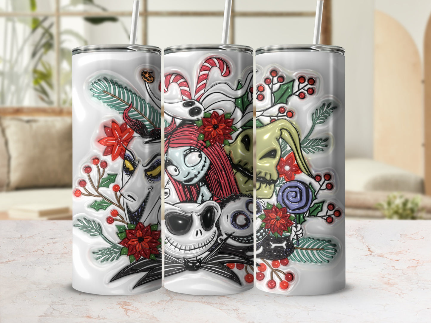 Festive Holiday Characters Design Tumbler Cup