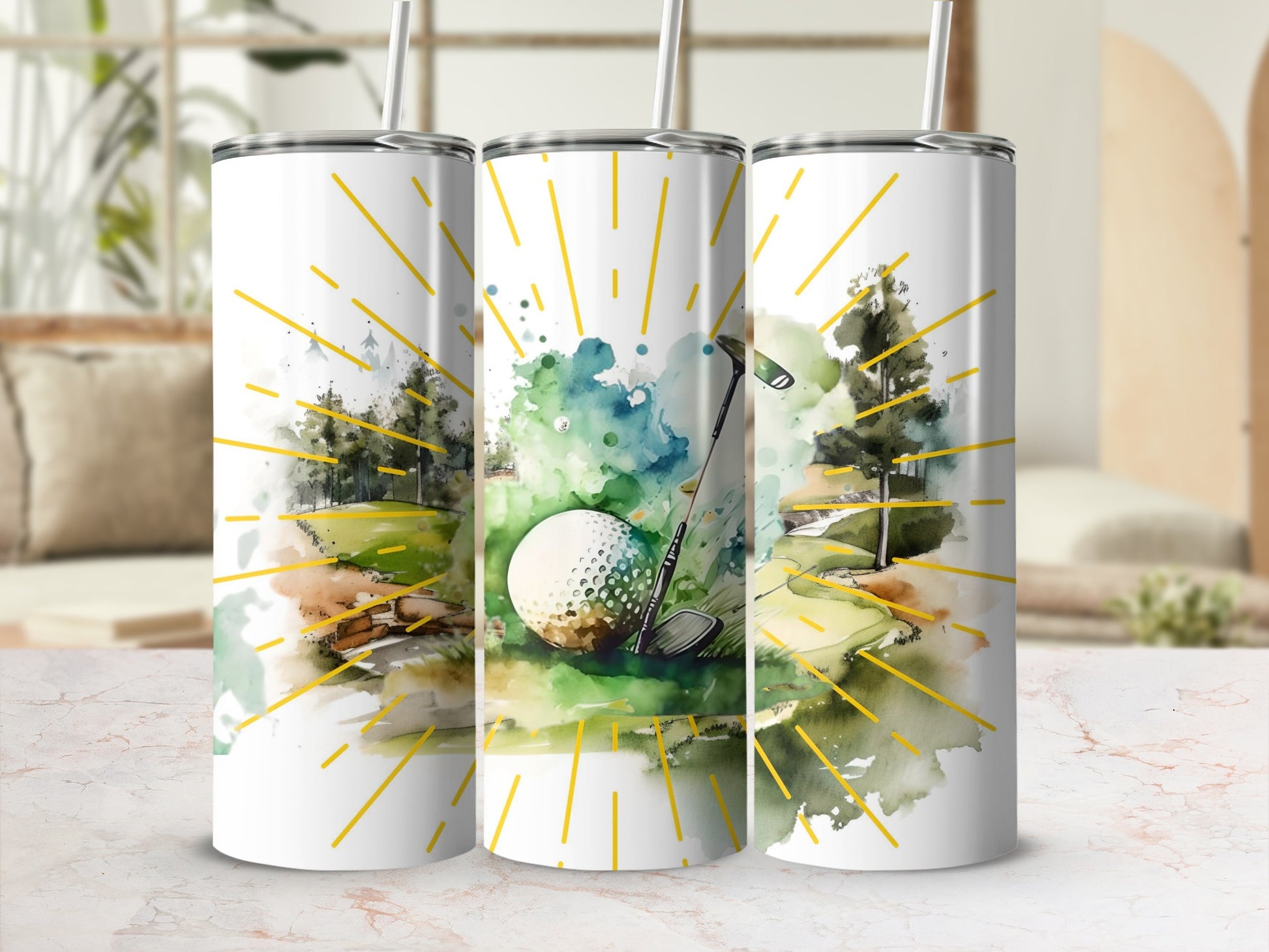 Golf Course Tumbler with Unique Graphic Design