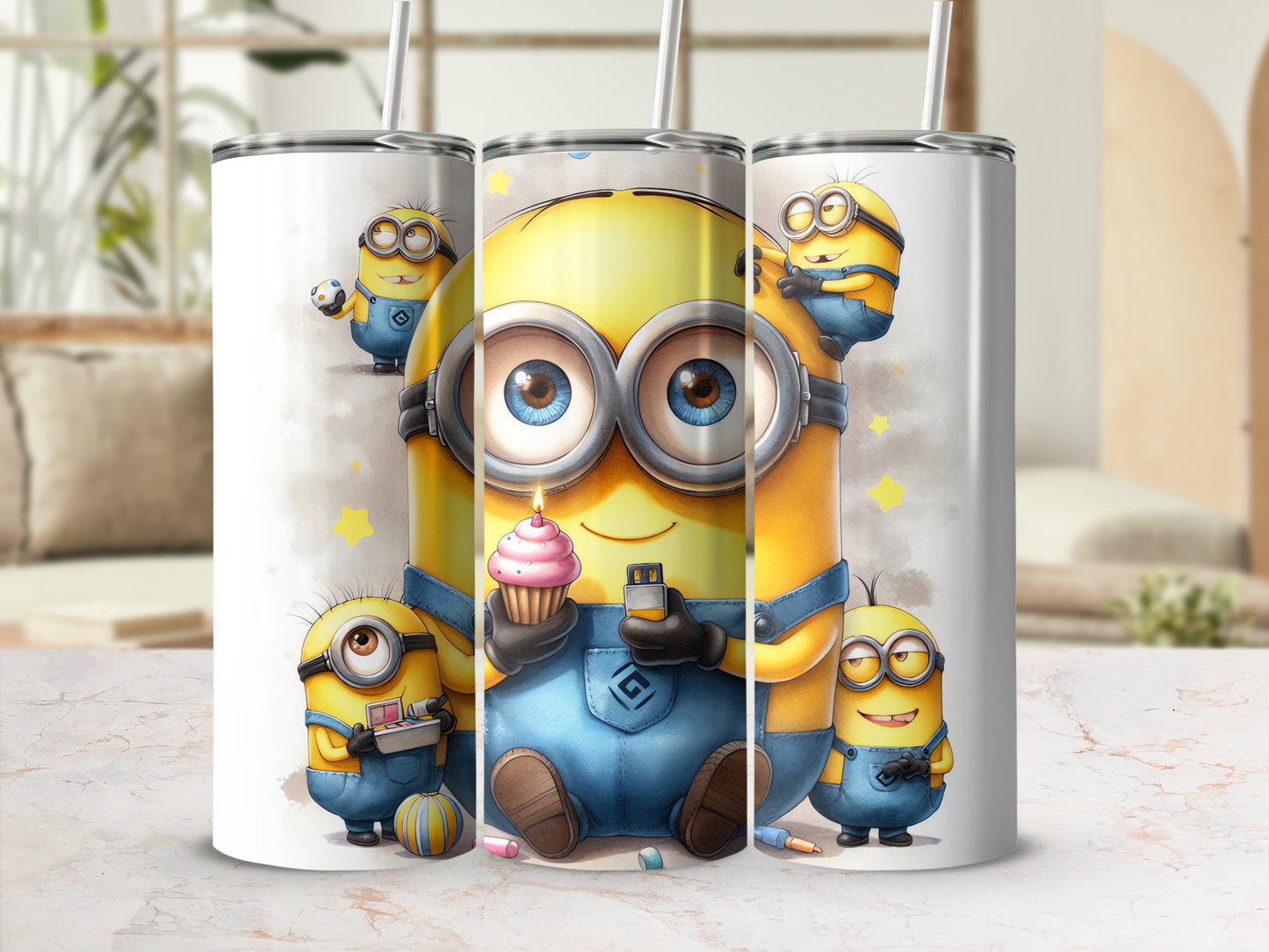 Fun Animated Characters on Tall Insulated Beverage Container