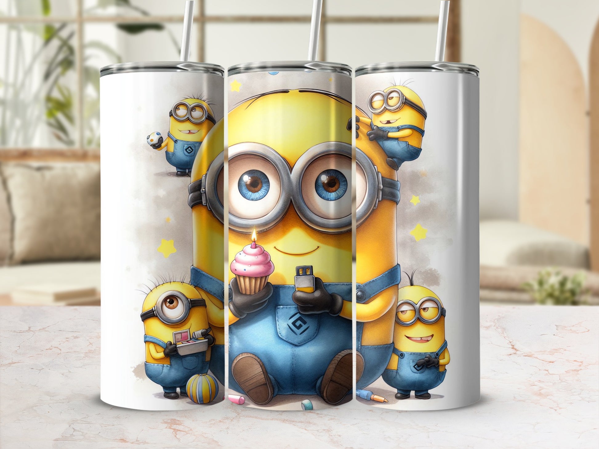 Fun Animated Characters on Tall Insulated Beverage Container