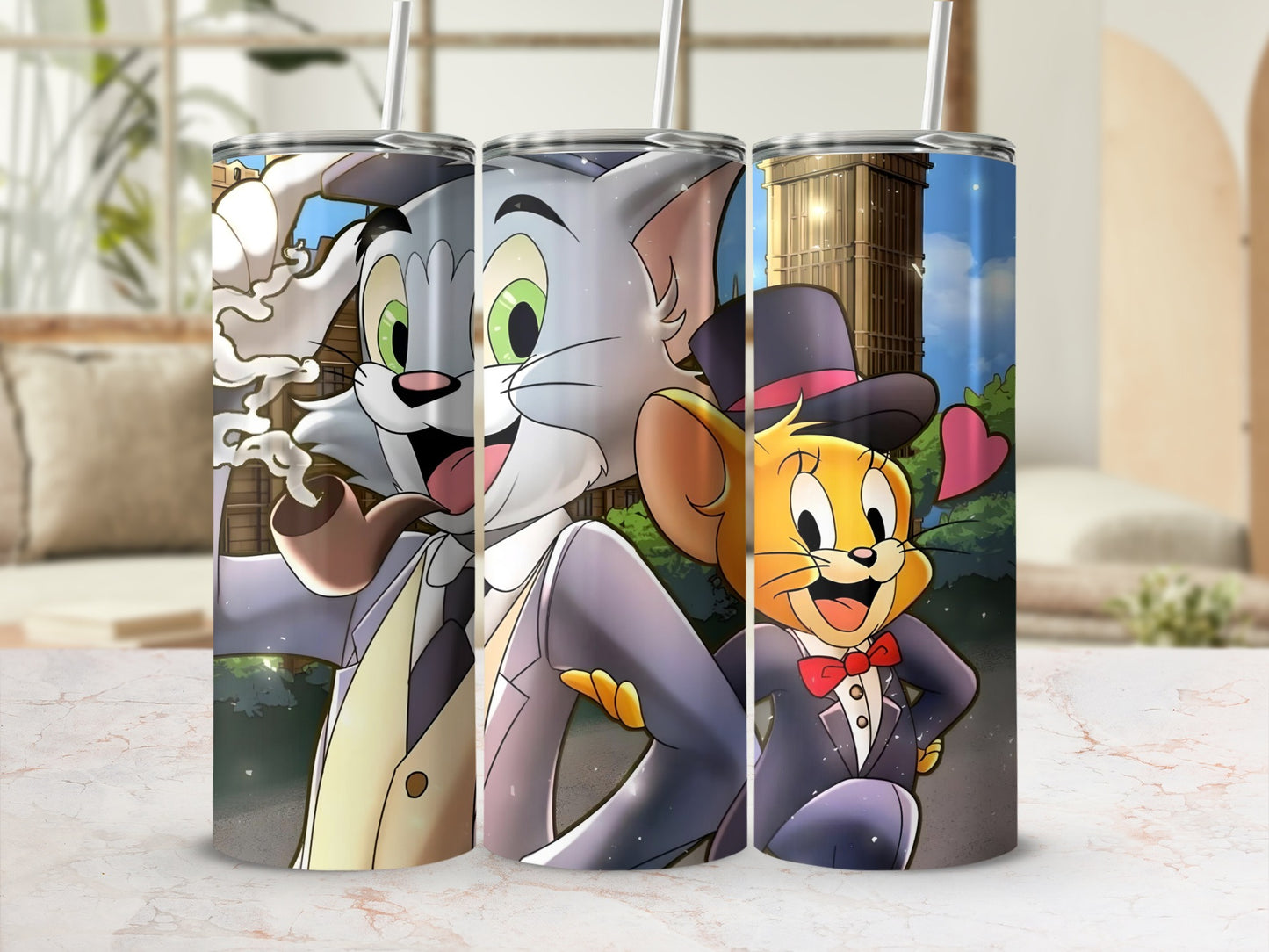 Tom and Jerry Characters in Stylish Attire Design