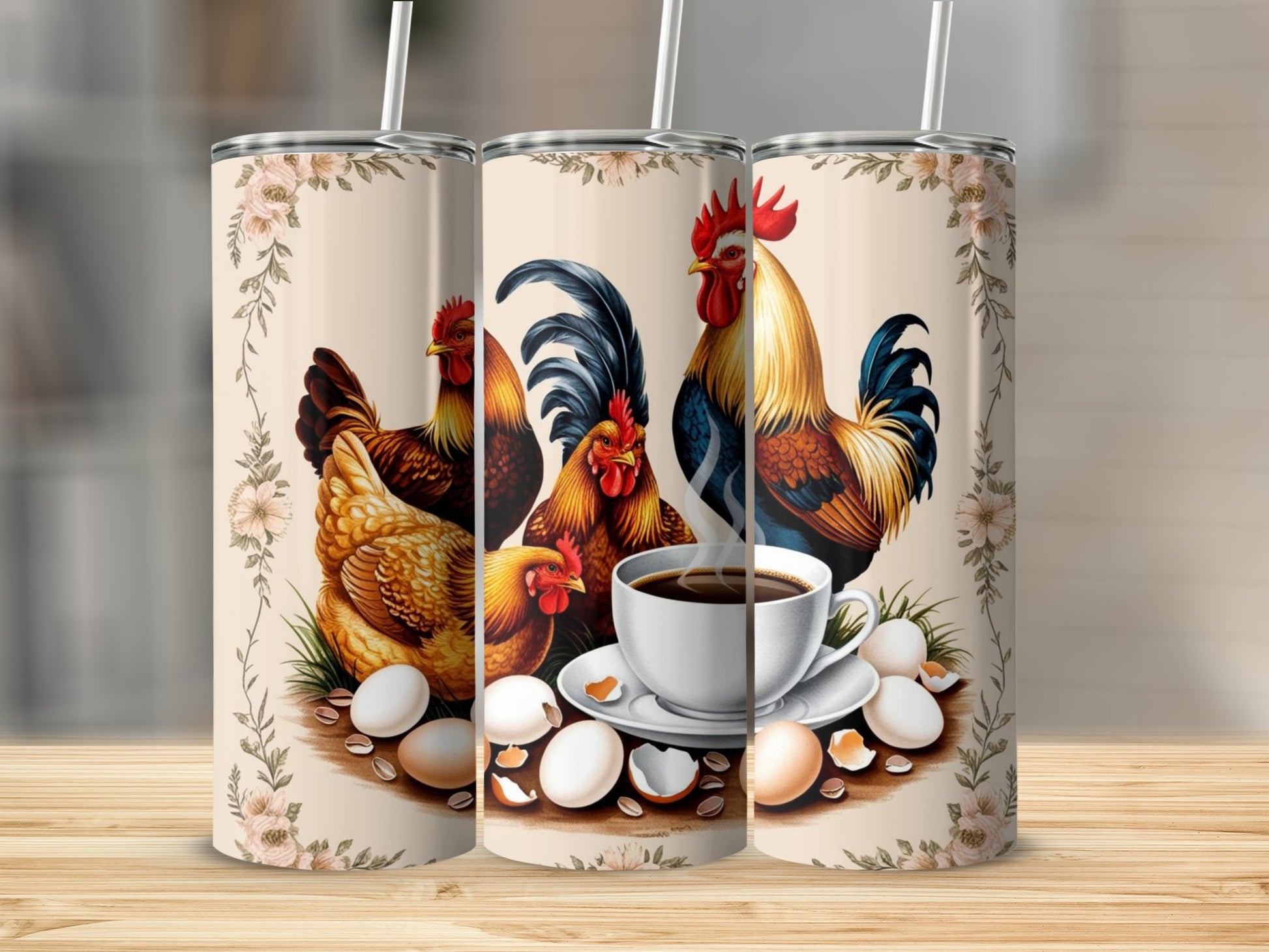 Farmhouse Rooster and Hen Coffee Mug Decor Tumbler Model