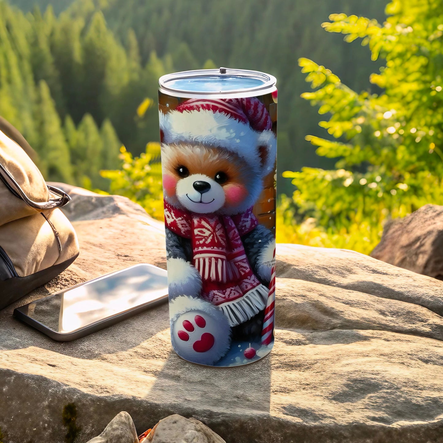 Cute Holiday Bear Stainless Steel Tumbler for Outdoor Adventures