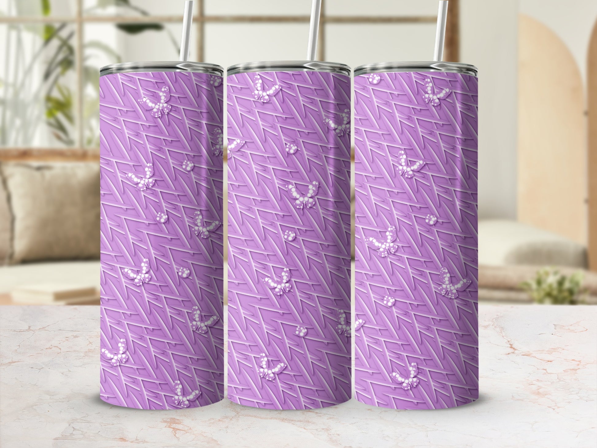 Lavender Purple Butterfly Pattern Tumbler product type