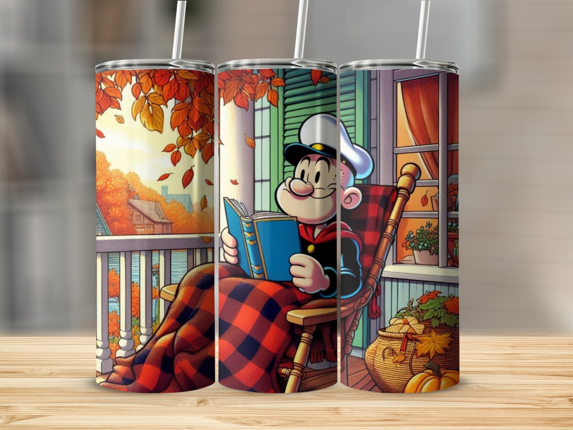 Cozy Autumn Themed Cartoon Design Tumbler Product