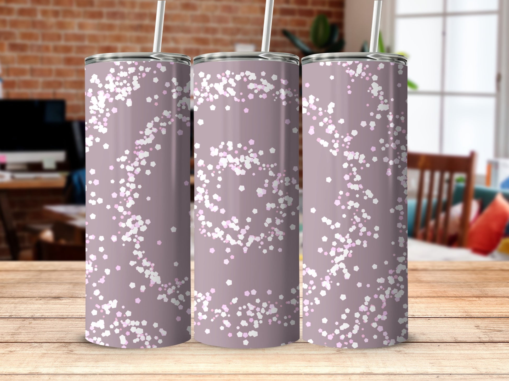 Stylish Pink Grey Glitter Pattern Tumbler Product