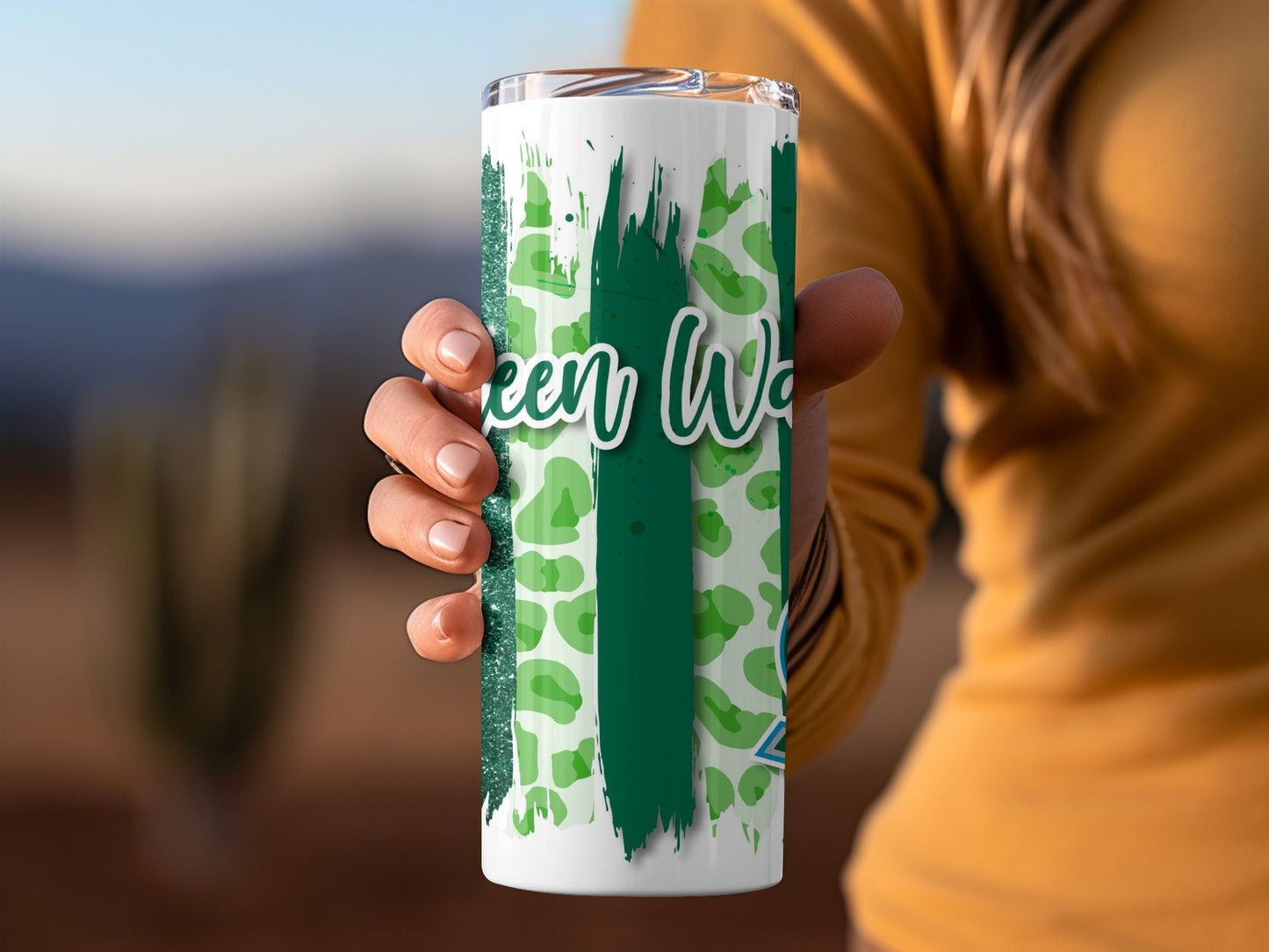Green Wave Green Stripes T Emblem Design Tumblers